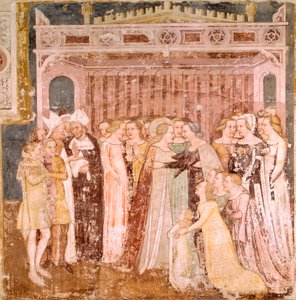 トマソ・ダ・モデナ（1326-1379）作「聖ウルスラの伝説」のフレスコ画「別れ」（トレヴィーゾ、サンタ・カテリーナ教会蔵 作： Tomaso da (late 15th century) Modena
