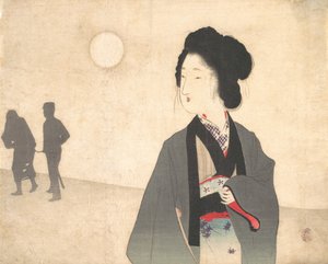 若い女性は、20 世紀初頭、連れ去られた男性囚人のシルエットを見ています。