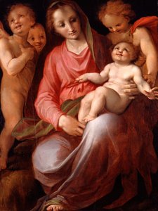 聖母子と幼児聖ヨハネ、1570年。 作： Tommaso Manzuoli