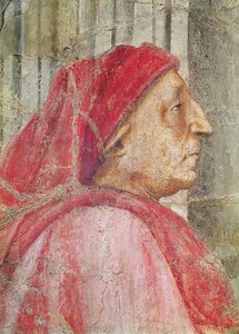 聖三位一体、男性のドナーの頭の詳細、173689の1427-28フレスコ詳細 作： Tommaso Masaccio