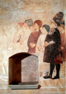 バプテスマの聖ヨハネの生涯のエピソード：男性のグループ- 作： Tommaso Masolino da Panicale