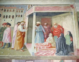 タビサの復活、57195年のフレスコ画の詳細 作： Tommaso Masolino da Panicale