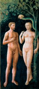 The Temptation of Adam and Eve Fresco by Tommaso di Cristofano Fini dit Masolino da Panicale (1383-1440) 1424-1425 Sun.208x88 cm フィレンツェ、サンタ・マリア・デル・カルミネ教会、ブランカッチ・チャペル 作： Tommaso Masolino da Panicale