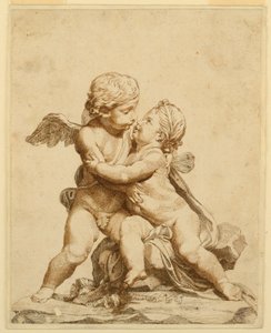 デッサン《キスする2人のキューピッド》1750-90年 作： トマソ・トデシニ