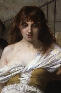 狂気の女フィリップ・ピネルがラ・サルペトリエールで精神異常者を治療する様子（詳細 作： Tony Robert Fleury