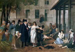 フィリップピネル（1745-1826）が1795年にパリのサルペトリエールの亡命施設で鎖から狂人を解放 作： Tony Robert Fleury