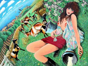 Mae Rose-Cottage daydreams her erotic fantasies、2005年（パネルにアクリル）
