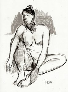 表現力豊かな座る裸婦像 作： Tore Bahnson