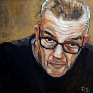 眼鏡をかけた男の絵 作： Tore Bahnson