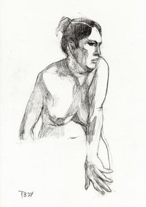 物思いにふける女性の姿 作： Tore Bahnson