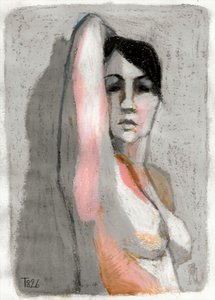 物思いにふける人物画