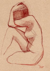 物思いにふける裸体の習作