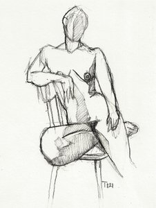 座る裸婦の習作 作： Tore Bahnson