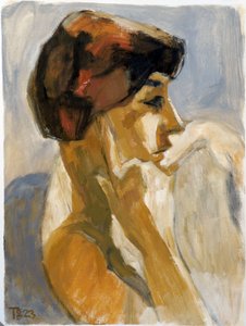 思慮深い女性のプロフィール 作： Tore Bahnson