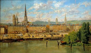 ルーアンの港 トレッロ・アンキロッティ（1843-1899）の絵画 1878年 日。0,36x0,62 m ルーアン、ミュゼ・デ・ボザール - ルーアンの港。トレッロ・アンキロッティ（1843-1899）の絵画
