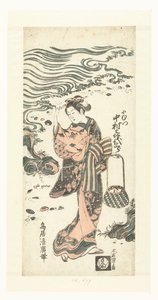 ビーチで貝殻を探している女性 作： Torii Kiyohiro