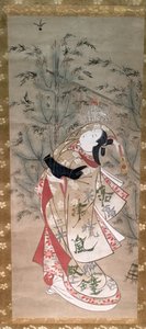 バトルドールとシャトルコックをする少女 作： Torii Kiyomasu II