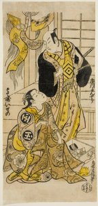 二代目市川團十郎と初代伊勢野袖崎 作： Torii Kiyomasu II