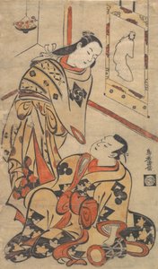 歌舞伎役者の中村源太郎と生島新五郎 1710年頃 作： Torii Kiyomasu I