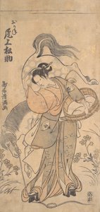 俳優の尾上松助が有名な強い女おかね役を演じた、おそらく 1765 年., おそらく 1765 年 作： Torii Kiyomitsu