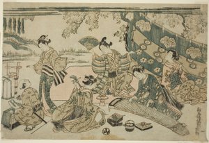桜の木の下でピクニック 作： 鳥居清光初代