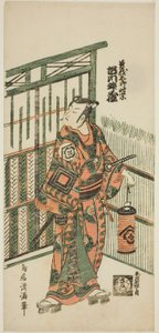宝暦8年（1758）正月、中村座で上演された『時津風入船曽我』の曽我五郎役・初代市川益蔵 作： 鳥居清光初代