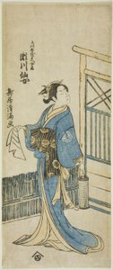安永5年（1776年）中村座で上演された『仮名手本忠臣蔵』で天川屋儀兵衛の妻を演じた瀬川仙丈（三代目菊之丞 作： 鳥居清光初代