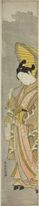 傘と提灯を持つ若者 作： 鳥居清光初代