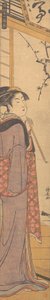 パイプを持つ少女、カリフォルニア州。 1785年。 作： Torii Kiyonaga