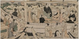 隅田川で舟遊び 作： Torii Kiyonaga