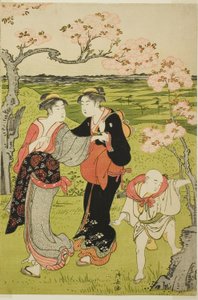 明日香の丘でお花見 作： Torii Kiyonaga