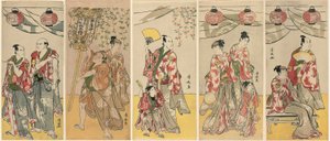 曽我兄弟神社の祭礼を祝う役者11人 作： Torii Kiyonaga