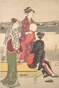 隅田川のほとりの夕べ。