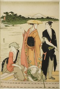 六郷川フェリー 作： Torii Kiyonaga