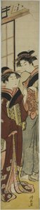 メイドと話す芸者 作： Torii Kiyonaga