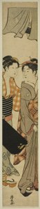 三味線箱を運ぶ芸者と女中 作： Torii Kiyonaga