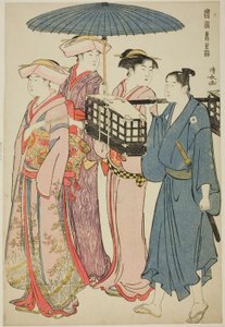 連載「風俗東錦」より ピクニックに行く 作： Torii Kiyonaga