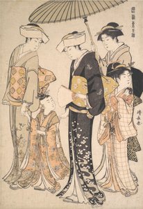 東方の金襴シリーズより、四つ侍女の高位侍女。 1784年。 作： Torii Kiyonaga