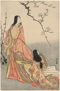 雁の群れを眺める伊勢 無題の女官シリーズより 作： Torii Kiyonaga