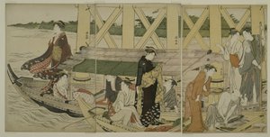 吾妻橋下の遊覧船、1784年頃 作： Torii Kiyonaga