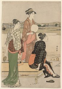 隅田川のほとりの夏の夕暮れ 作： Torii Kiyonaga