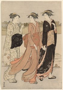 隅田川のほとりの夏の夕暮れ 作： Torii Kiyonaga