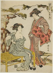 「四季八景」より 晩夏の夕焼け (ちょうかのせきしょう) 作： Torii Kiyonaga