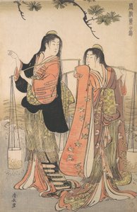 東のブロケード シリーズからのビーチ メイデンのダンス、カリフォルニア州。 1770年。 作： Torii Kiyonaga