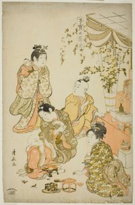 五節句の貴重な子供の遊び」シリーズより「ひな祭り」1801年頃（錦絵