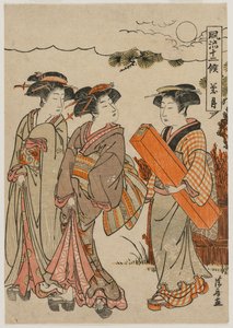 シリーズ12ヶ月のファッショナブルなプレゼンテーション、1779年から8ヶ月。 作： Torii Kiyonaga