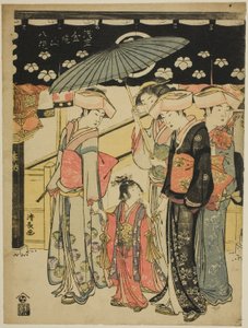「浅草金龍山八景」より 仲見世商店街 作： Torii Kiyonaga