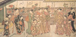 1790年頃の「牡丹展」。 作： Torii Kiyonaga