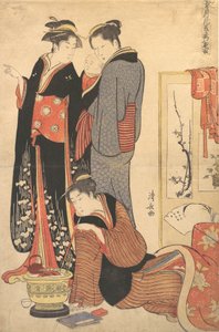 子供を抱いて立つ二人の女性、1785年頃 作： Torii Kiyonaga