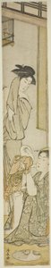 入浴後の2人の女性と子供 作： Torii Kiyonaga